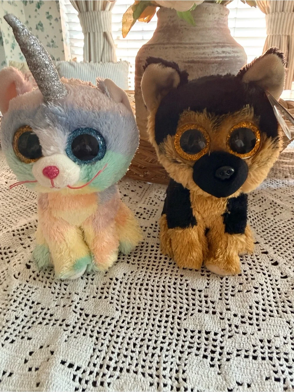 Ty Beanie Boos Lot: Heather Unicorn Cat & Spirit German Shepherd Plush